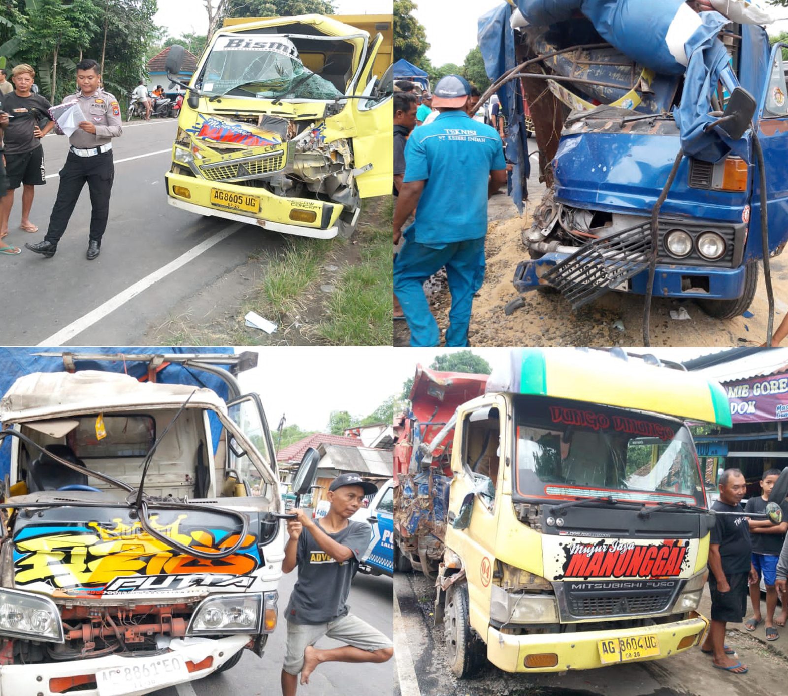Empat Truk Terlibat Kecelakaan Beruntun di Jombang, Dua Sopir Alami Luka-Luka