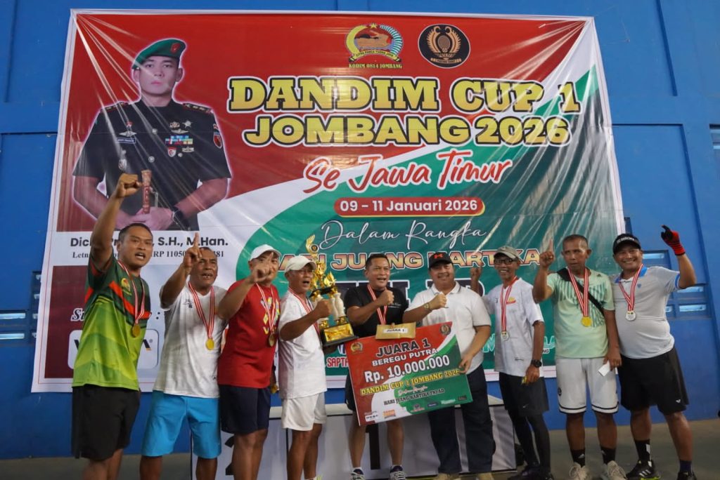 Kodim 0814/Jombang Tutup Turnamen Tenis Dandim Cup I 2026, Perkuat Sinergi Lewat Olahraga