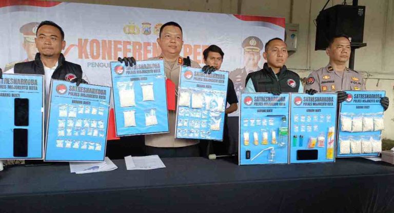 Ungkap Jaringan Narkoba, Polres Mojokerto Kota Ringkus 57 Tersangka dan Sita Barang Bukti Rp1,16 Miliar