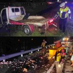Ban Pecah di Tol Jo-Mo, Pikap Pengangkut Daging Ayam Tabrak Guardrail dan Masuk Median