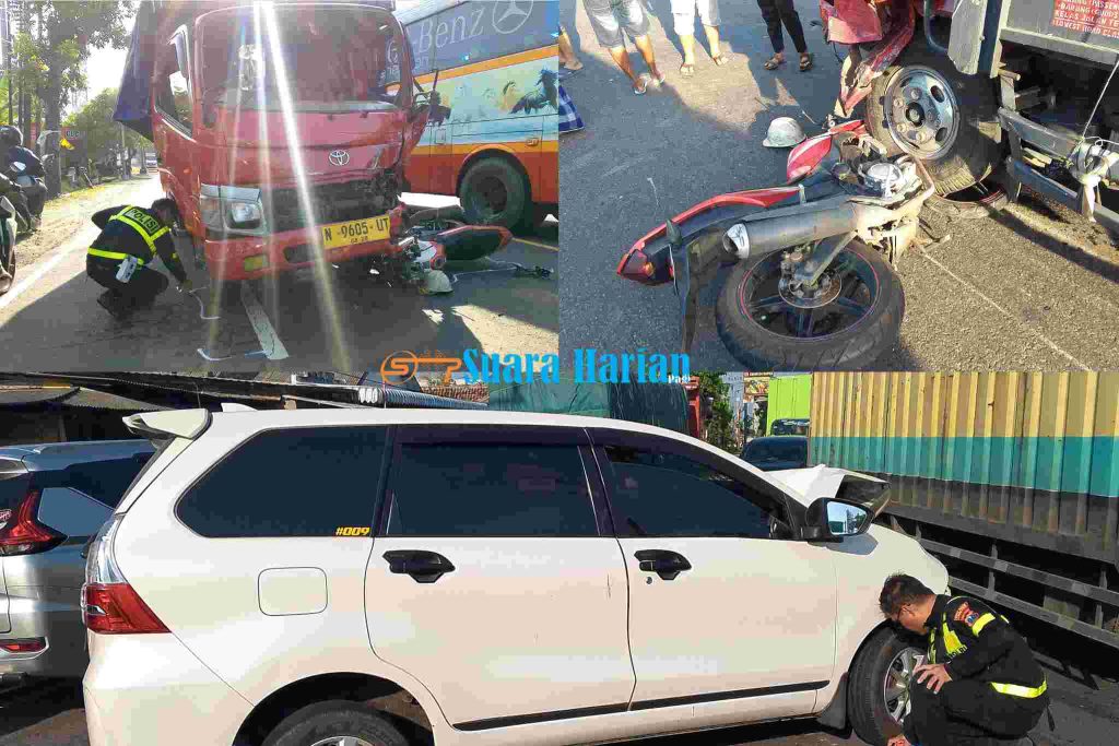 Empat Orang Terluka dalam Kecelakaan Beruntun di Bandar Kedungmulyo Jombang, Libatkan Xenia, Truk dan Motor