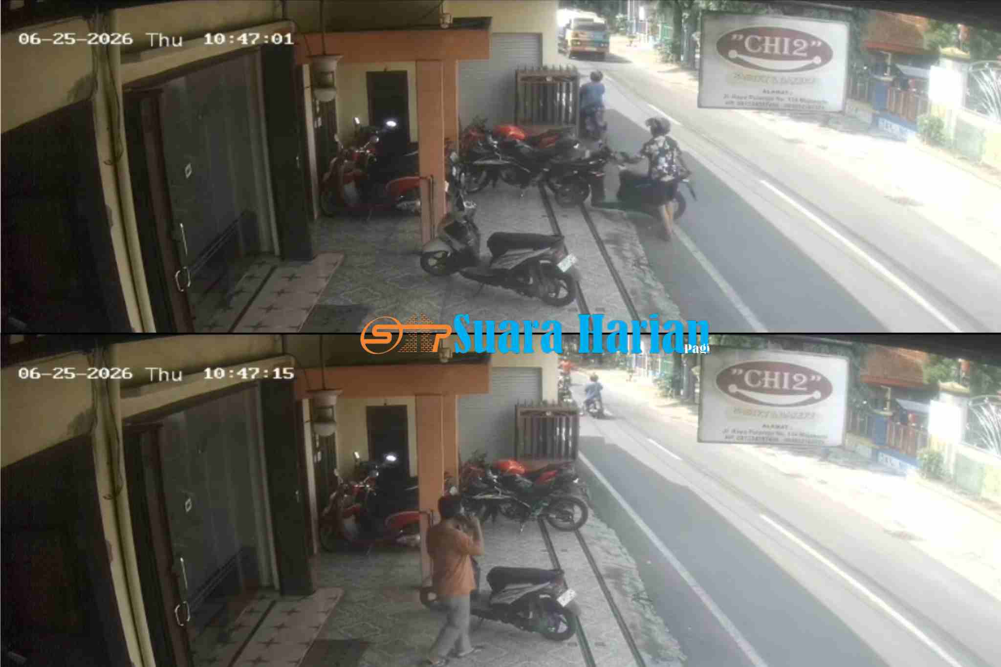 Aksi Curanmor Siang Hari Gegerkan Toko Roti di Mojokerto, Honda Vario Karyawan Raib Saat Pemilik Bekerja