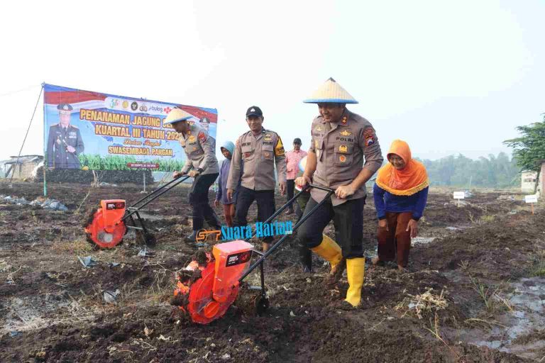 Polri dan Petani Bersinergi, Kapolres Mojokerto Tanam Jagung Serentak di Lahan TKD Kalipuro