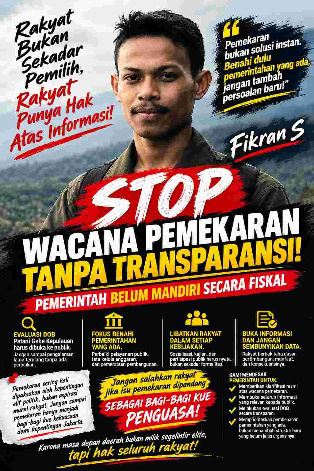 Fikran S. Soroti Wacana Pemekaran Patani Gebe Kepulauan, Minta Pemerintah Buka Kajian